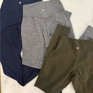 lululemon align jogger leggings in Navy, Gray, and Olive